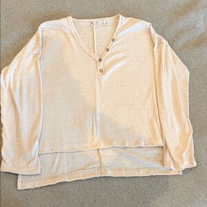 Roxy Light Beige Long Sleeve Henley Top